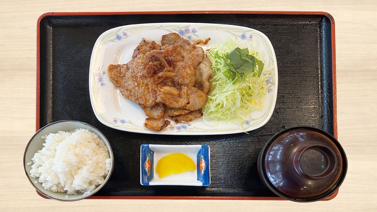 高知県吾川郡いの町/道の駅木の香/生姜焼き定食（ごはん・味噌汁・漬物付き）